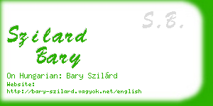 szilard bary business card